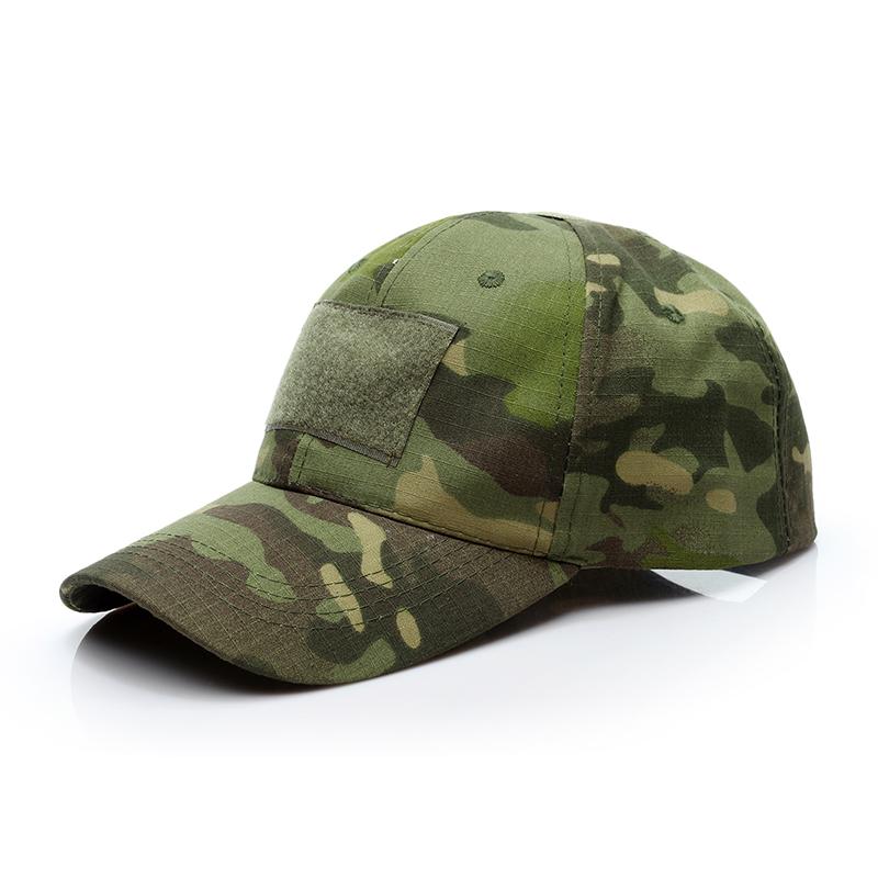 Hot Sale Custom Logo Sporty Tactical Camouflage 5-Panel Canvas Waterproof Baseball Hat Single Breasted Buckle Outdoor Camping
