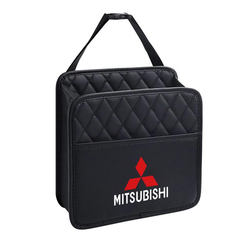 Car Seat Back Storage Bag Leather Hanging Sundry Organizer Box Accessories For MITSUBISHI Ralliart Lancer EVO Pajero Eclipse ASX