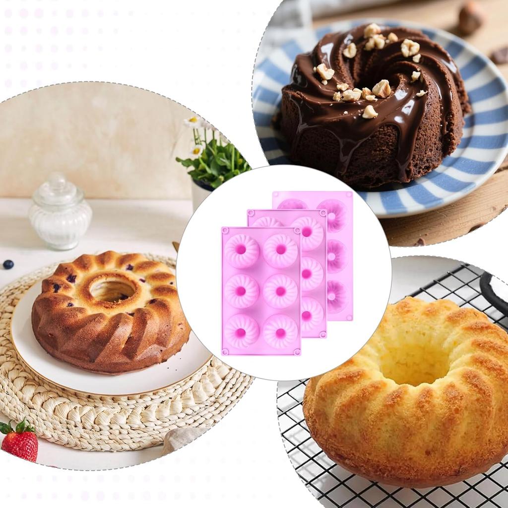 Набор из 3 фиолетовых мини-форм для выпечки тортов, силиконовая маленькая форма для выпечки тортов, формы для желе, 6 ячеек, антипригарные мини-формы для чизкейка, формы для желе
