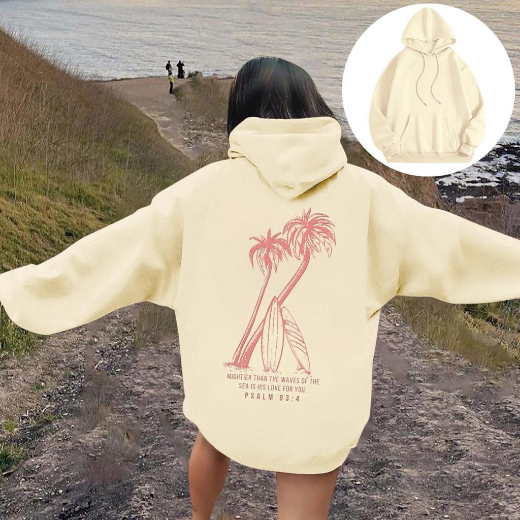 Женская модная толстовка с длинным рукавом, принтом букв, капюшоном, завязками, большим карманом, толстовка сверху