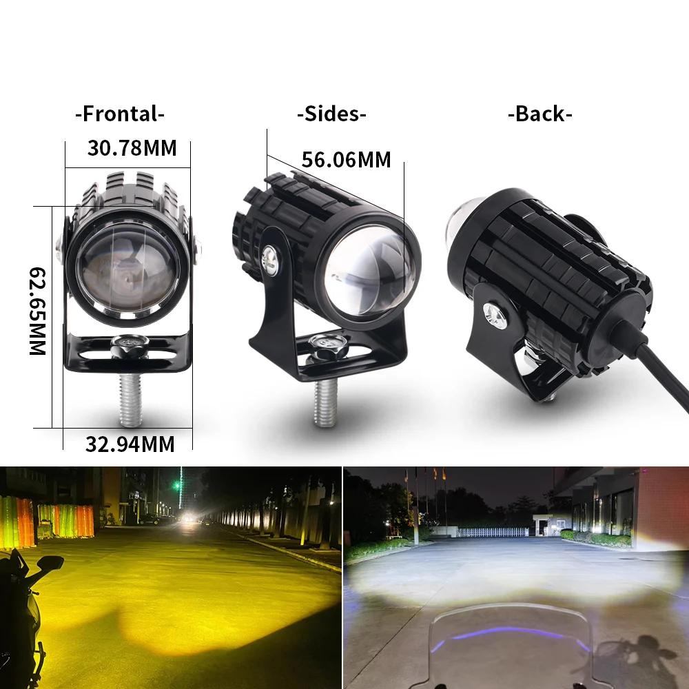 Motorcycle LED Headlight 24/12V for Truck Moto Trailer ATV Scooter Spotlights Fog Light Universal Mini Driving Light Dual Color