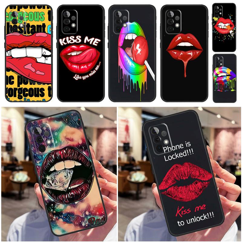 Чехол KISS Сексуальные Губы для Samsung Galaxy A22 A52 A32 A54 A14 A16 A26 A36 A56 A55 A35 A05 A06 A15 A53 A33 A13