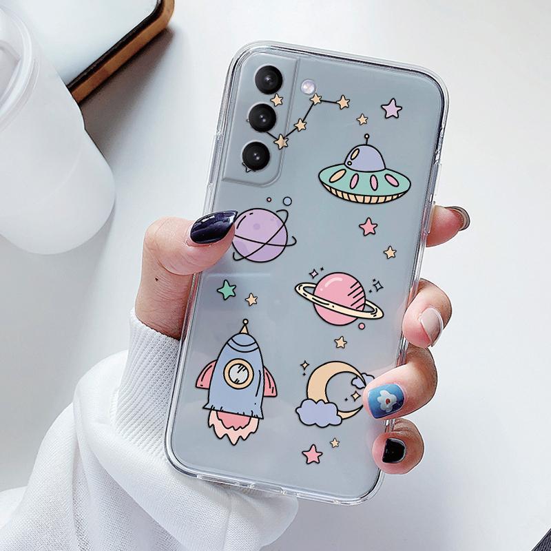 Прозрачный чехол для Samsung Galaxy S23 S 23 Ultra S23 Plus Чехол Мультяшные Цветы Мягкий ТПУ Ударопрочный Funda Для Samsung S24+ Сумка