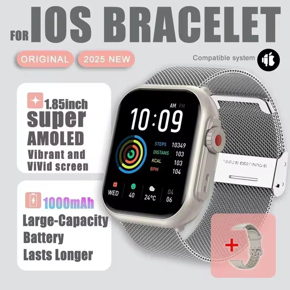 Новые умные часы 1000 мАч Длительное время работы от аккумулятора Для мужчин Женщин Фитнес Спорт Bluetooth-вызов Водонепроницаемые 1,85-дюймовые Полноценный сенсорный экран Умные часы