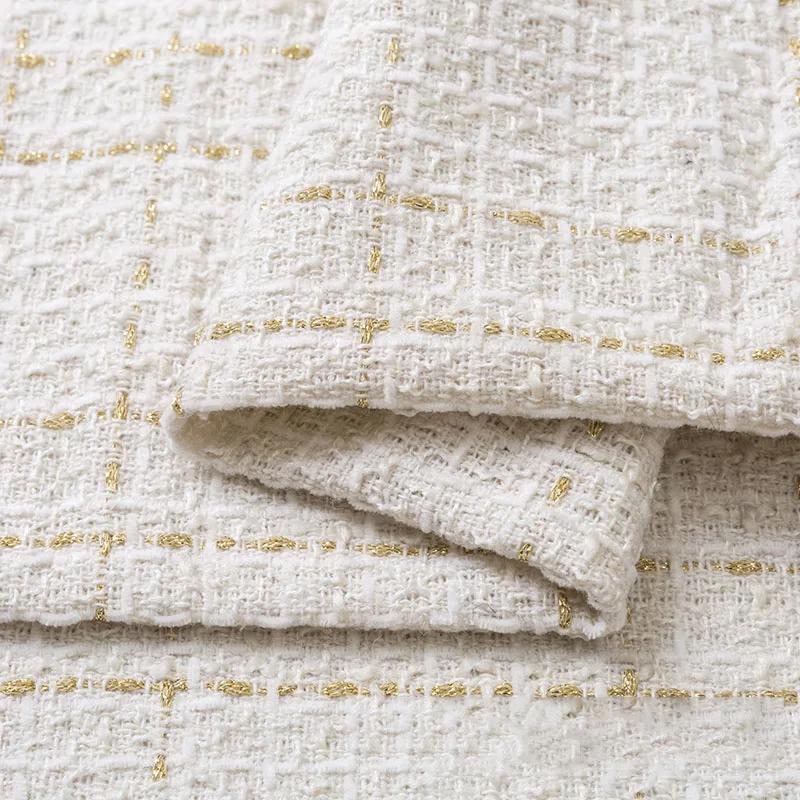 Утолщенная твидовая ткань для жилета, пальто, платья, одежды, DIY шитья, пайеток, шерстяная ткань, черный, белый, красный, синий, на полметра, зима