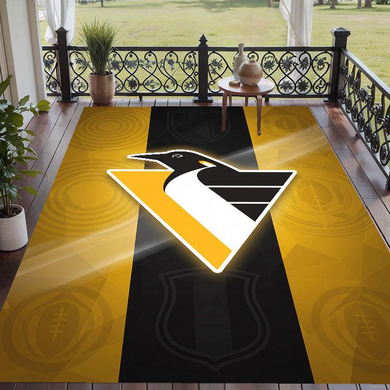 Soft Floor Carpet Pittsburgh Penguins Pattern Area Rug Decorative Mat For Home Room Decoration