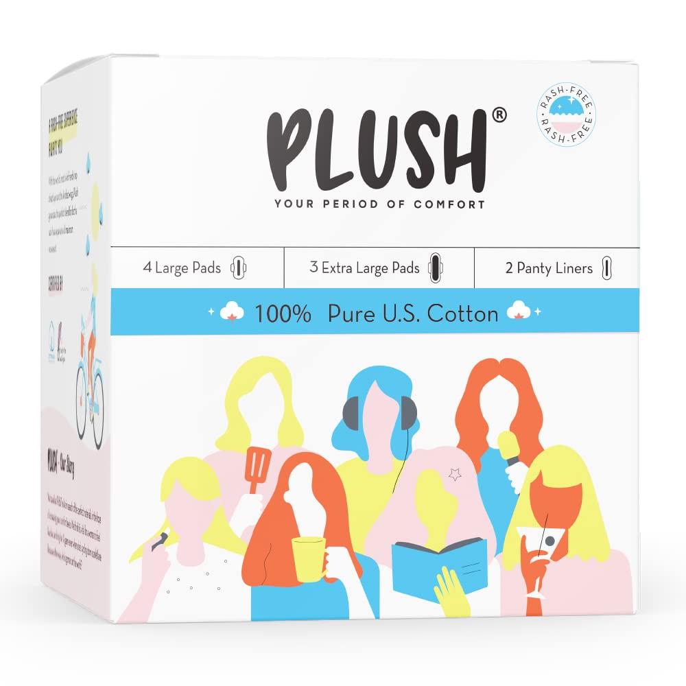 15 больших гигиенических прокладок из натурального хлопка | Супервпитывающие 15 прокладок со средней текучестью + 2 ежедневные прокладки для периодов без сыпи