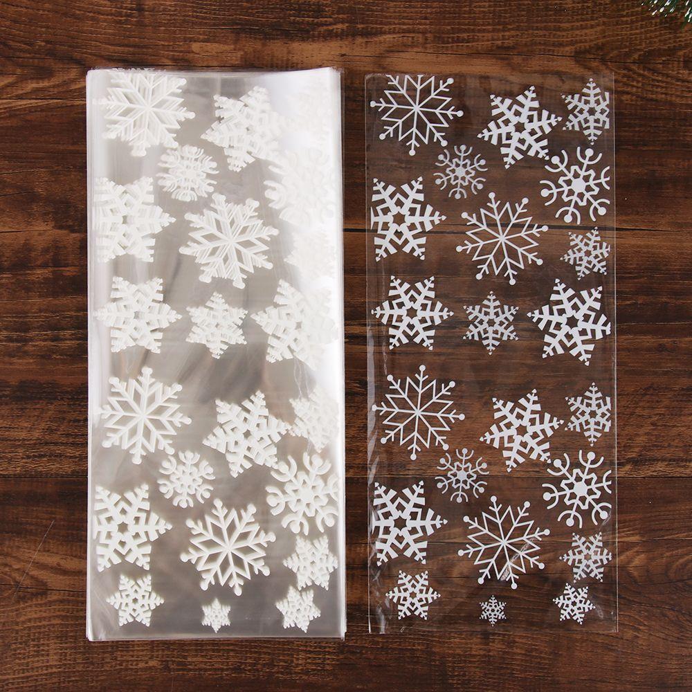 Supplies Xmas Favor Gift Snowflake Cellophane Christmas Candy Bags Cookies Storage Baking Packaging