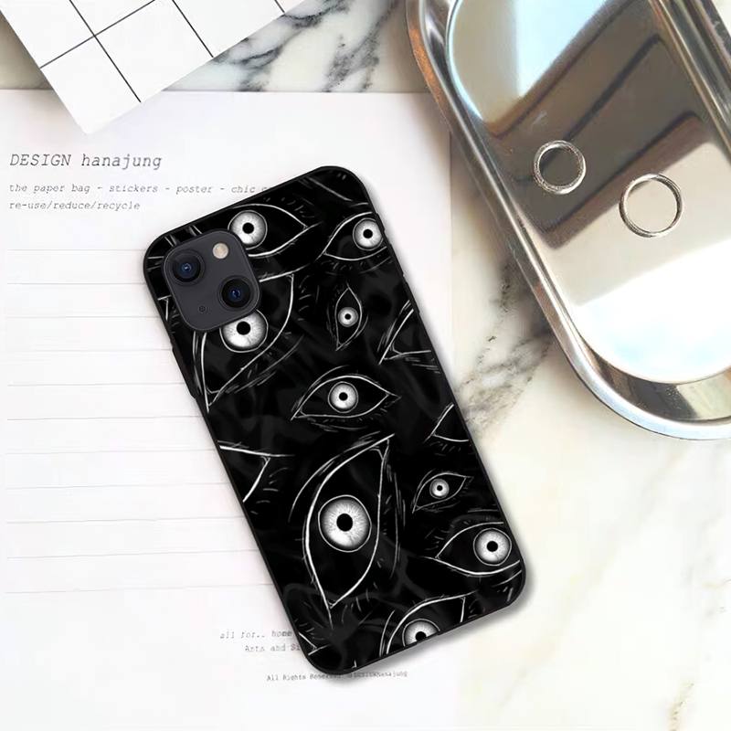 Чехол для телефона со страшными глазами и лицом для iPhone Mini 11 12 13 14 15 Pro XS Max X Plus SE XR Shell