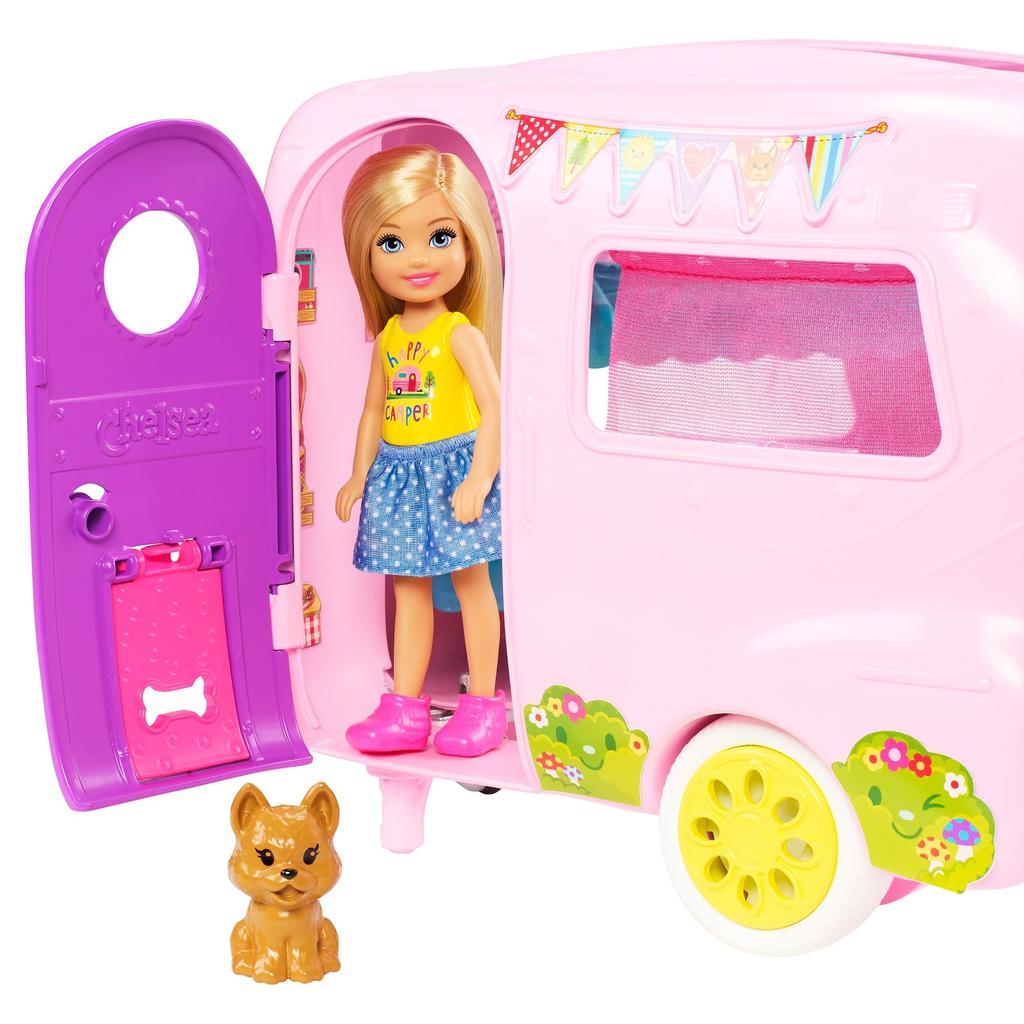 barbie Fun Camping with Cute Car and Trailer Set 3 and FXG90 [Online Exclusive] Chelsea! (Doll Included) [Dress-Up Doll] [Ages Up]