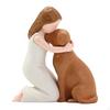 Human and Dog Figurine,Desk Figure Collection Relationship Ornament Resin Girl Statue for Living