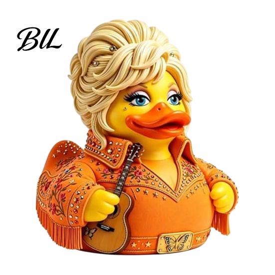 Sculptural Duck Statue for Desk Charming Novelty Ornament, Musical Theme with Guitar Ornaments Music Lovers Decor, Decorative Collectible Sculpture