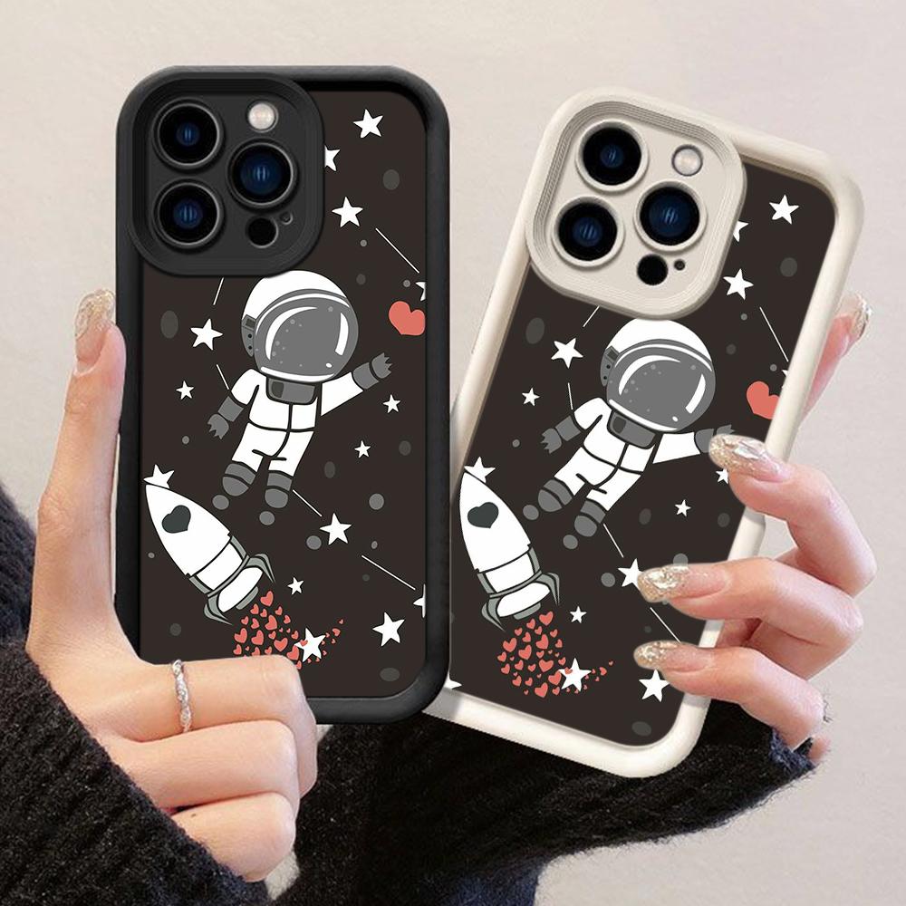 JT53 Влюбленные Астронавты Чехол для iPhone 17 Pro Max Samsung S26 A17 A07 Xiaomi 15T Redmi Note 14 Pro Plus Мягкий ТПУ Чехол