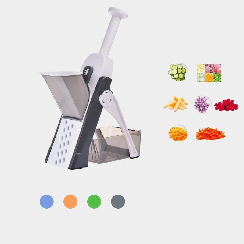 Multifunctional Vegetable Slicer 30 Different Cuts Kitchen Mandoline Potato Press Handheld Foldable Gray