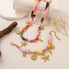 Beach Series Necklace, Marine Life Color Flower Shell Pendant, Ribbon Cloth Strip Necklace, Gold-Plated Color Retention