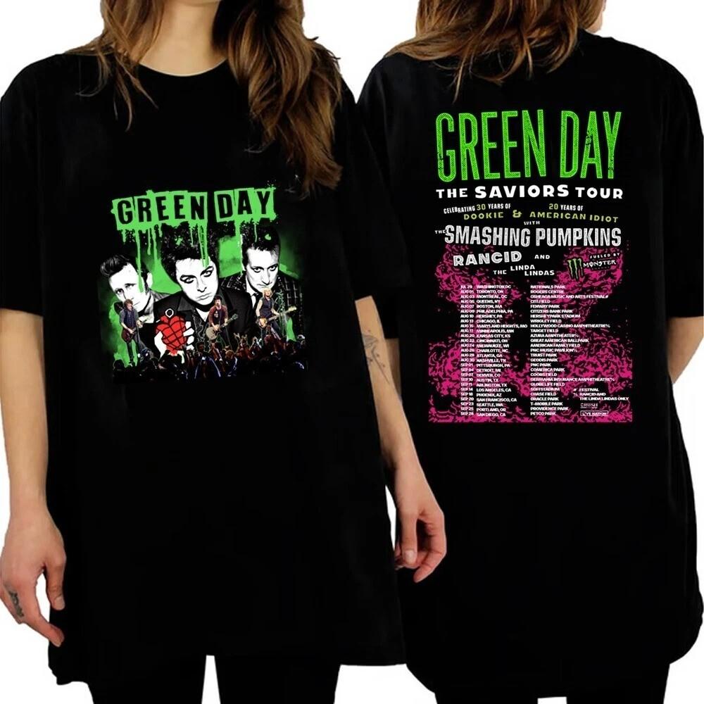 Vintage Green Day Tour 2024 Shirt The Saviors Tour Merch Green Day Rock Band Unisex T-Shirt