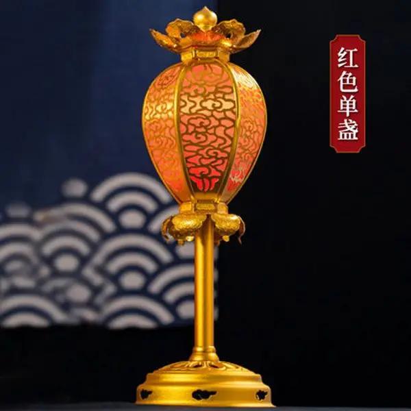 H24cm алюминиевый позолоченный дворцовый подсвечник буддийские храмовые принадлежности храм домашнее жертвоприношение фэн-шуй благословение