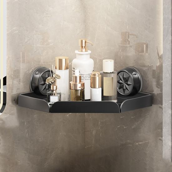 Угловая полка для душа с присоской, прочная несущая полка для душа с дренажными отверстиями