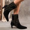 Autumn and winter rivets high heels pointed loose women's boots leather surface personalized large size shoes