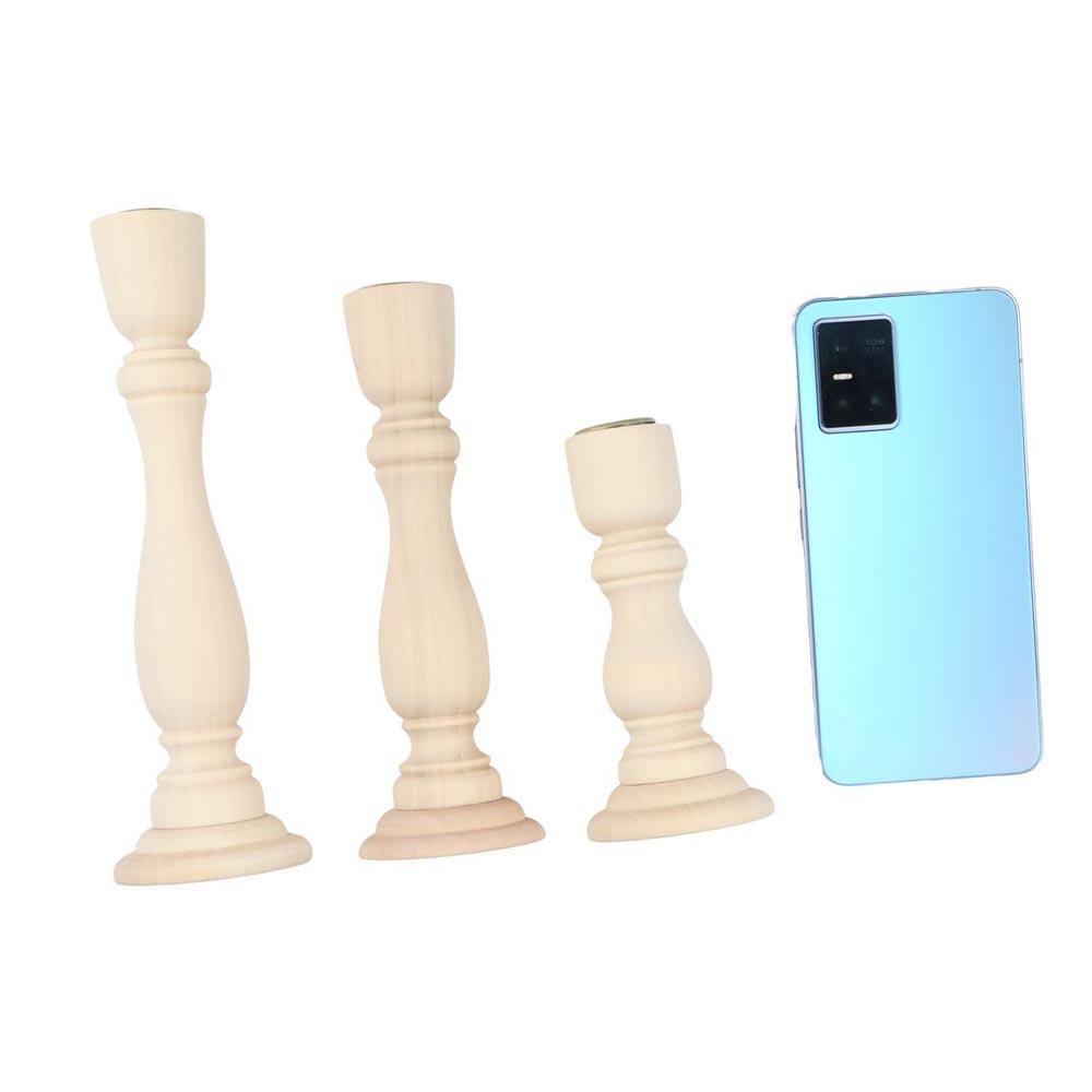 Home Decor Vintage Retro Wood Candle Holder Wedding Decoration Candlestick Holder Wooden Pillar