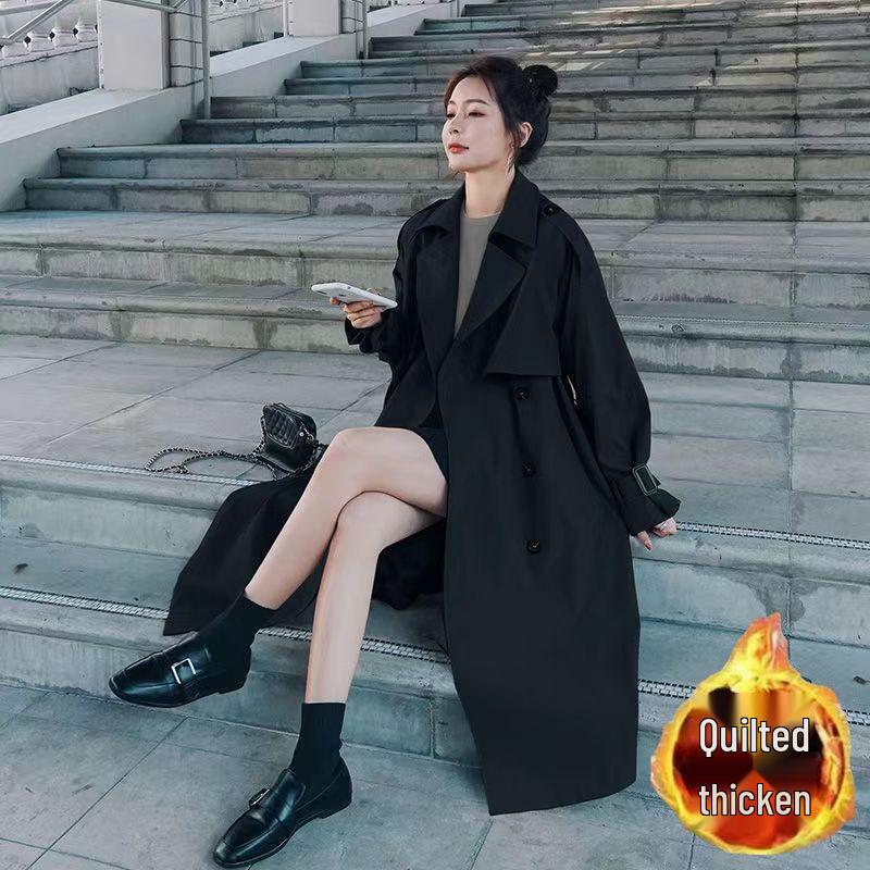 Женский тренч средней длины для миниатюрных фигур в корейском стиле, осень/зима 2025