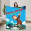 Warm Soft Blankets Picnic Cartoon Curious George Throw Blanket  Flannel Bedspread For Couch Chair Sofa Bed Fluffy Sofa Bed Cover