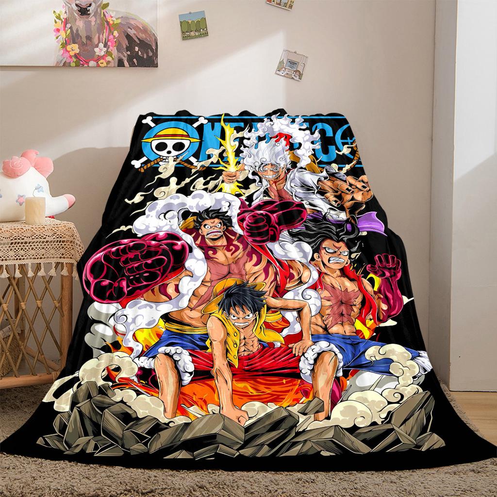 One Piece Anime Print Blanket Warm Comfortable Flannel Cover For Bedrooms, Sofas, Beds, Chairs LXR141