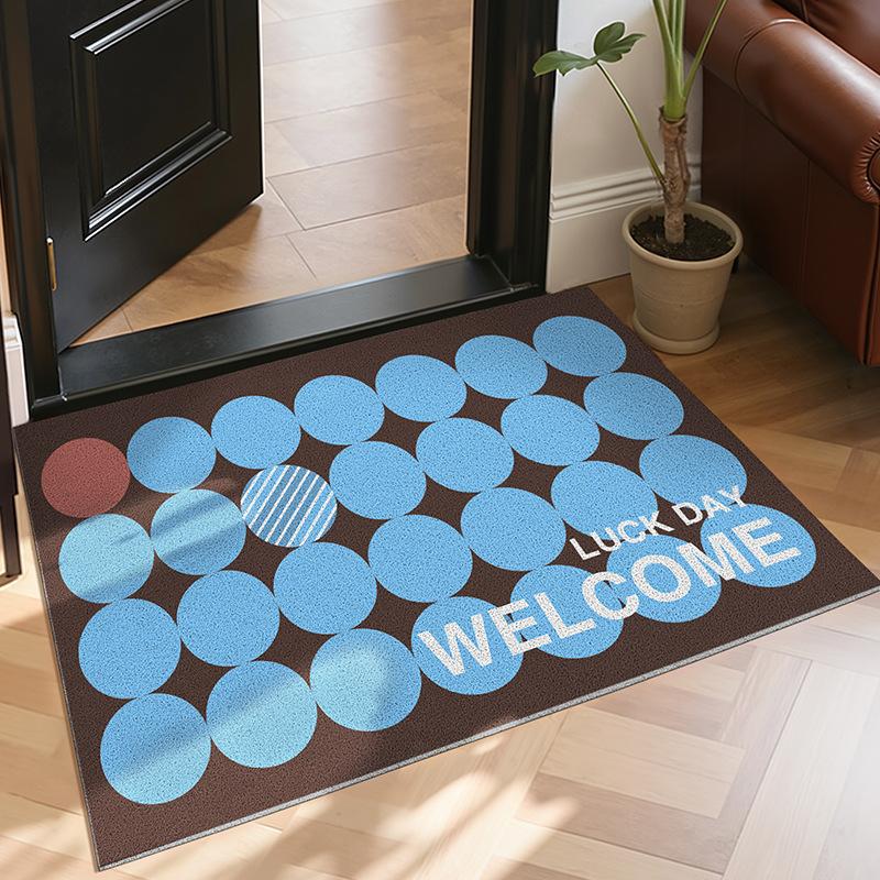 Heavy Duty PVC Coil Entrance Mat Non-Slip Outdoor Front Door Rug Retro Mud Scraper Carpet for Entryway Patio Easy Clean Doormat