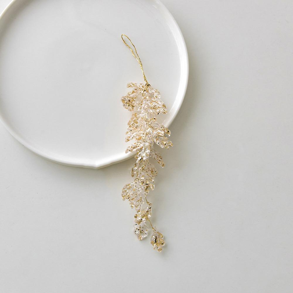 Acrylic Christmas Icicle Pendant Artificial Leaves Realistic Glitter Christmas Branches DIY Craft Xmas Tree Hanging Ornament