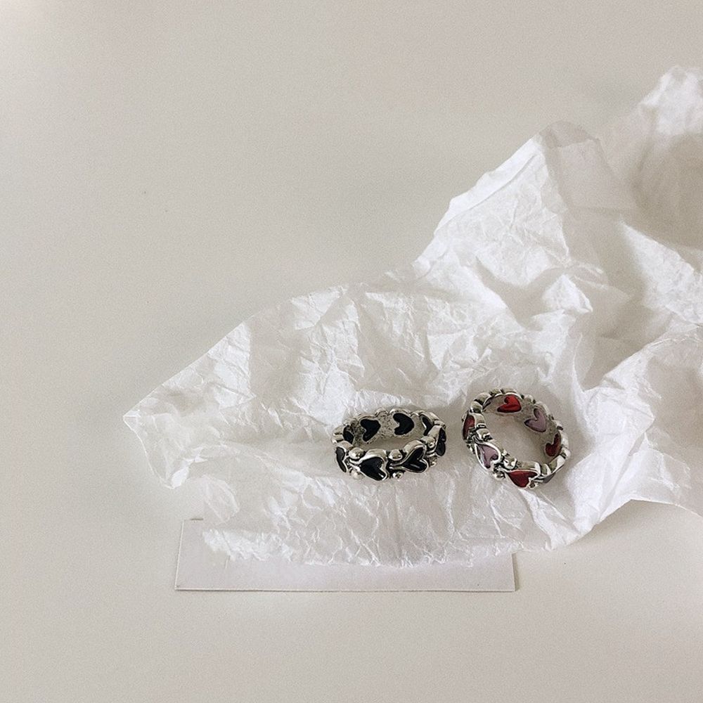 Gifts Index Finger Ring Geometric Heart Stackable Rings Korean Style Heart Chain Ring Women Rings