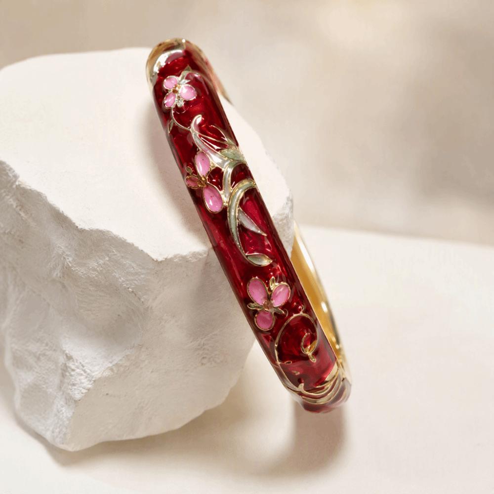 1cm Cloisonne Bangle Extra Width Enamel Bracelet Retro Colorful Enamel Bangle Vintage Accessories
