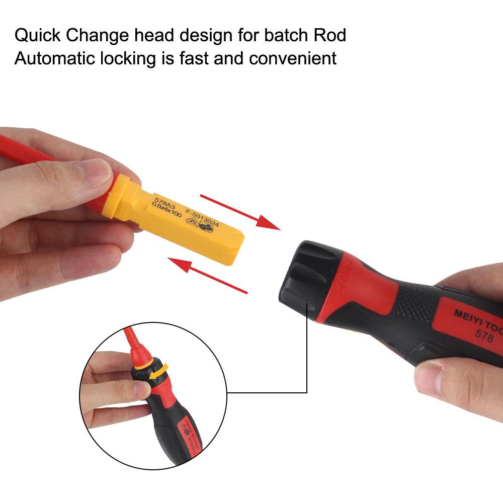 Набор изолированных отверток, удобные головки сливового цвета с шлицевой головкой, инструменты электрика с футляром, магнитные, 1000 В, портативные, 7 шт./набор