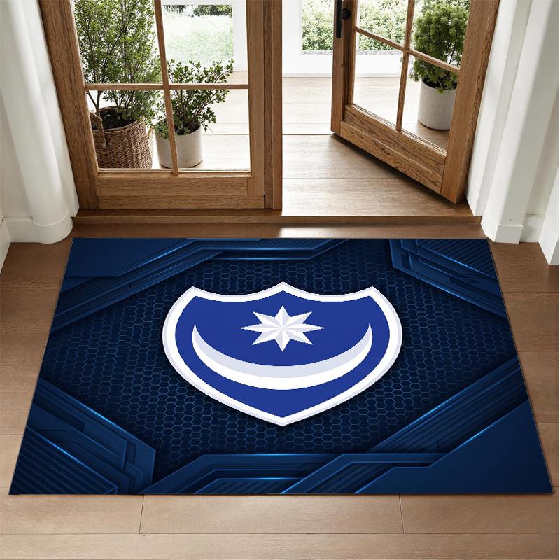 Portsmouth FC Design Crystal Velvet Rug Soft Decorative Mat for Bedroom Entrance