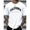 Men's Summer Loose Size 100% Cotton California Print Slim Fit Casual Round Neck Short Sleeve T-shirt Top