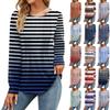Women's Fashion Striped Dresses Autumn Casual Tops Long Sleeve Shirts Loose Pullovers