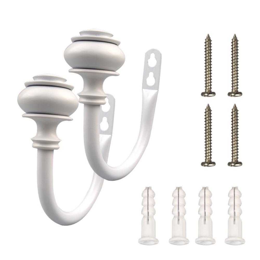 2Pcs Vintage Style Curtain Holdbacks U-Shaped Wall Mounted Tieback Hooks Fixed Elegant Drapery Tie Backs Bedroom