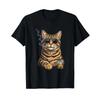 Lunettes De Soleil Humoristiques En Forme Chat Avec Cigares Et Whisky T Shirt Vintage Washed Casual Homme Comfortable