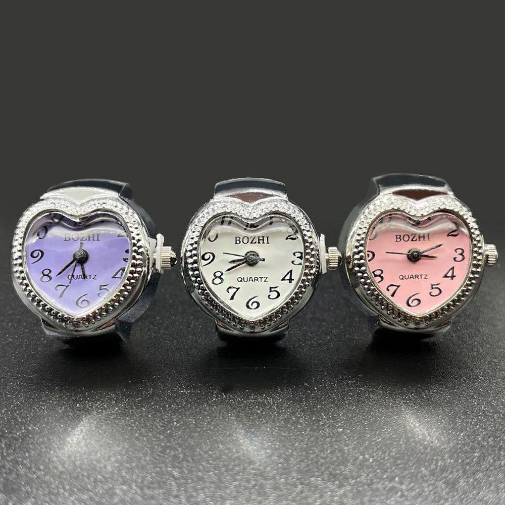 Elastic Stretchy Rings Love Quartz Ring Watch Digital Watch Round Quartz Finger Rings Ring Watch