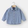 Джинсовая рубашка для мальчиков из чистого хлопка 2026 Новая весенне-осенняя детская одежда Рубашка для малышей Топ Модная