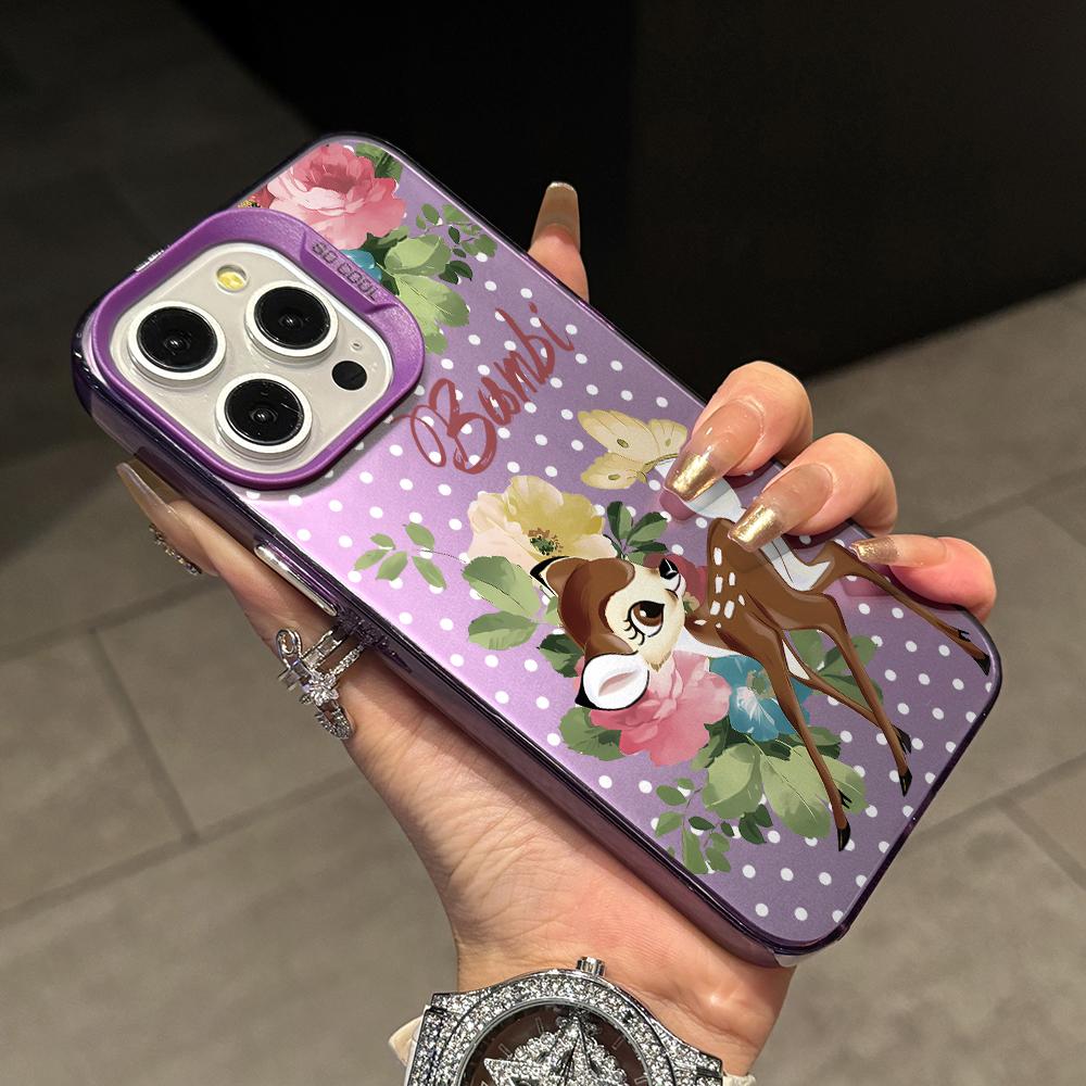 Cute Bambis Deer Phone Case for iPhone 17 Air 16 16e 15 14 Plus 13 12 11 Pro Max X Xs XR 8 Colorful Silver Hard Cover