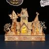 Hallisun 3D Wooden Puzzle DIY Halloween House with LED Light Model Assembly Kit 3D Puzzle Brain Teaser Hobby Game Toys for Adults 14 Years DIY Craft