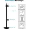 Webcam Stand Adjustable Desk Camera Mount with Flexible Gooseneck Arm Phone Holder and Right Light 1/4" Thread