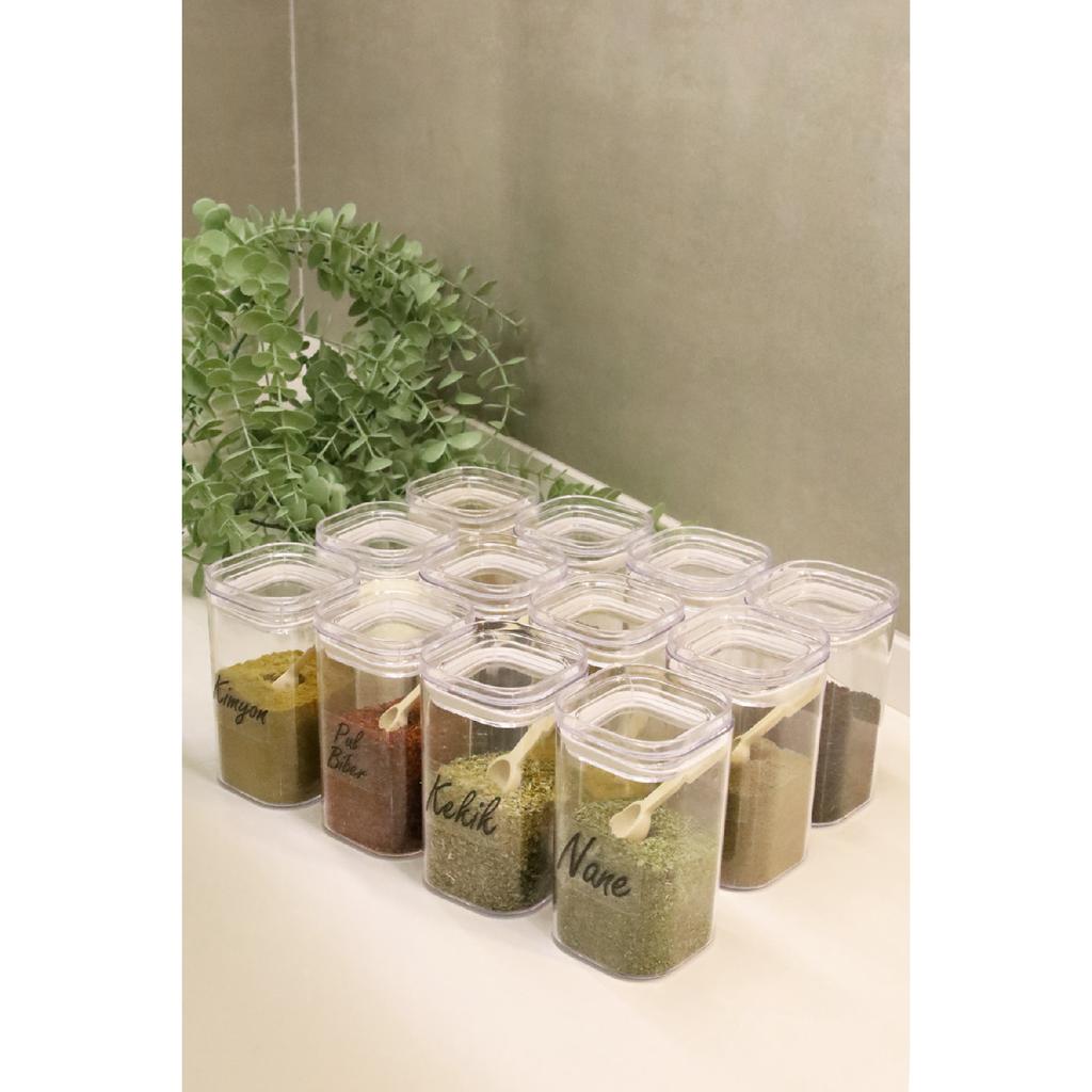 12 шт. 250 мл вакуумная крышка акриловый контейнер для хранения специй с ложкой прозрачная этикетка подарочная банка