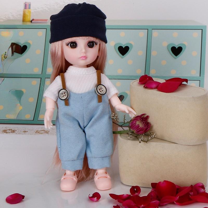 17CM Mini Movable 13Jointed Doll Girls Toy 3D Big Eyes BJD Princess Full Outfits  Dresses  Collection Childrens Doll Gift