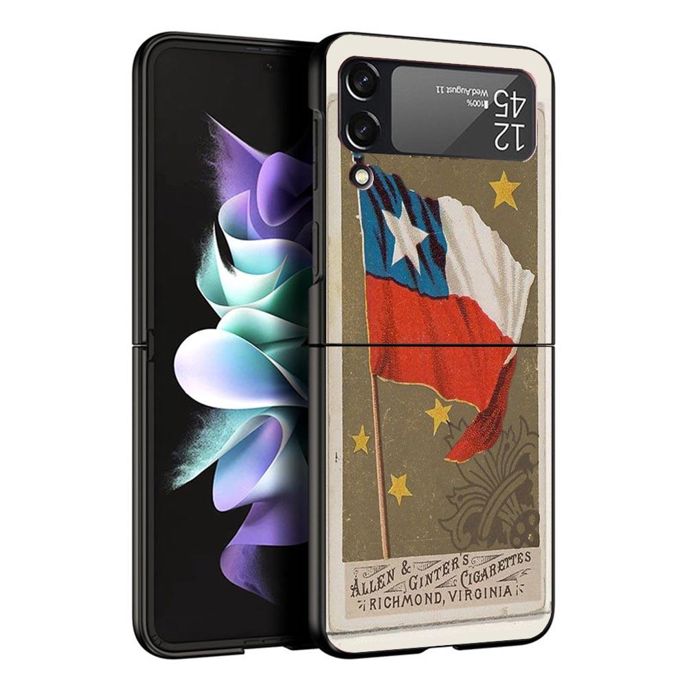 Chile Flag Black Phone Case For Samsung ZFlip7 ZFlip6 ZFlip5 ZFlip4 ZFlip3 5G Hard Protective Galaxy Z Flip 3 4 5 6 7