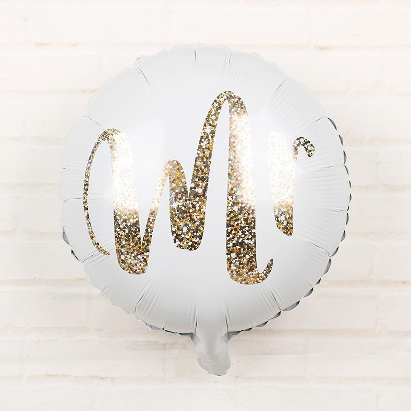 1 шт. 18-дюймовые круглые белые золотые блестящие фольгированные шары с принтом Mr&Mrs LOVE для невесты, свадьбы, декора, принадлежностей ко Дню святого Валентина