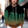 Осенняя новая зеленая мужская тонкая толстовка с принтом граффити, повседневная удобная толстовка с 3D цифровой печатью для мужчин и женщин, бейсбольная форма для пар