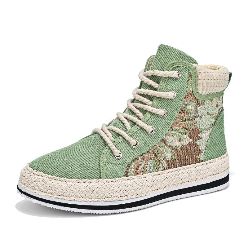 Мода 2024 года, осень, горячая повседневная обувь с толстой подошвой, модные уличные туфли с высоким верхом, дышащая парусиновая обувь, нескользящие кроссовки для мужчин