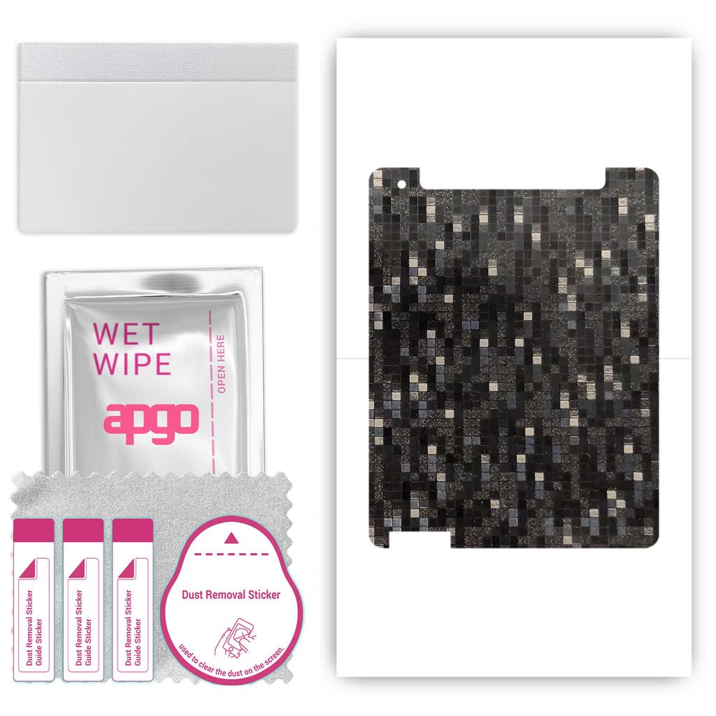 apgo Protective Skin Sticker for the back compatible with Apple iPad 4 Wi-Fi + Cellular, Wrap Film, Foil, Vinyl - Pattern Carbon Black Pixel