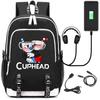Модный рюкзак Cuphead с портом USB-зарядки для мужского ноутбука